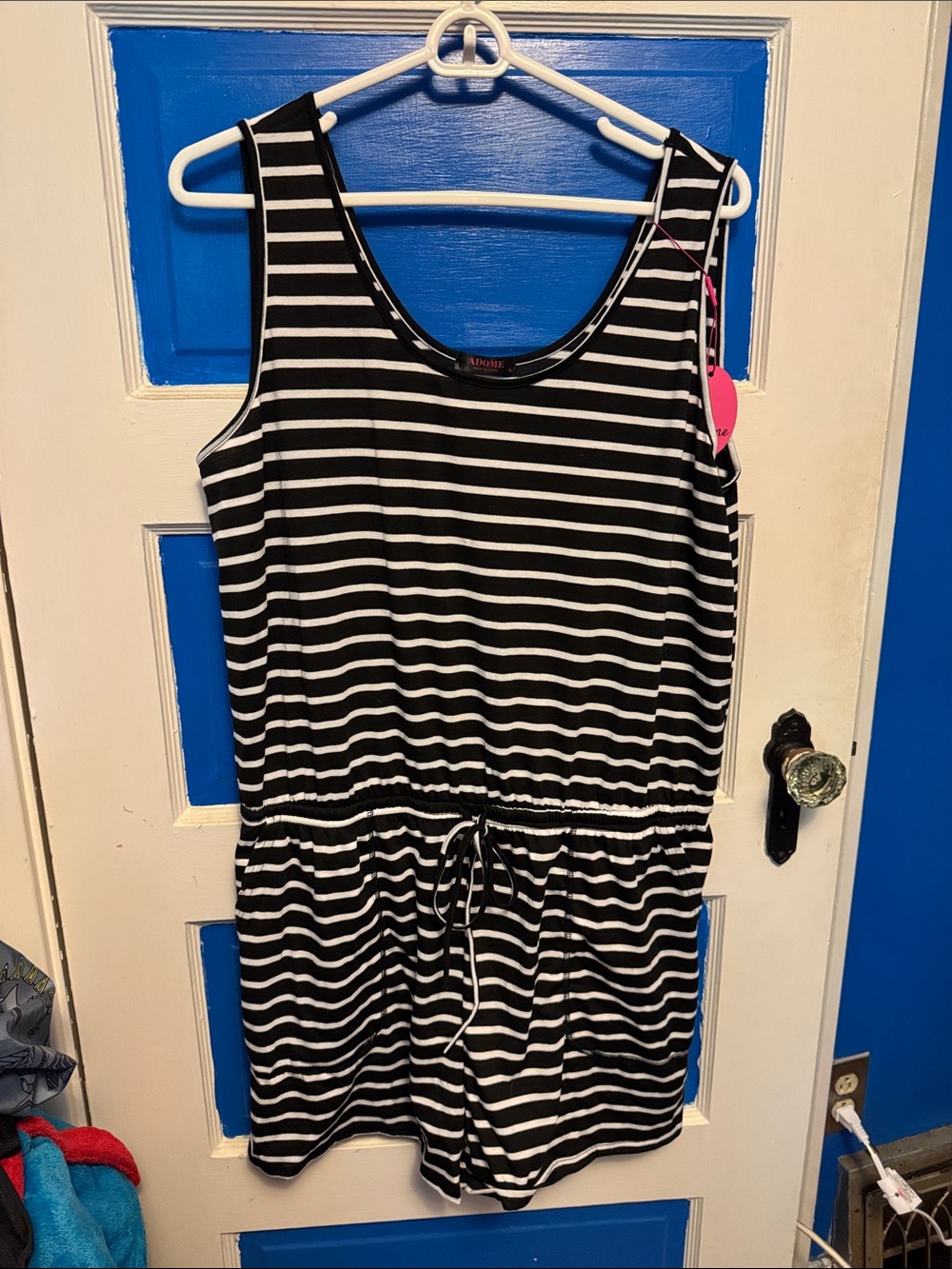 Black and White Striped Women's Romper - Classic Casual